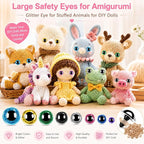 160pcs Large Safety Eyes for Amigurumi Glitter Eye for Stuffed Animals for DIY - Image 7
