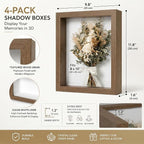 4 Pack 8x10Shadow Box Frame Set, Deep Wood Display Case - Image 2