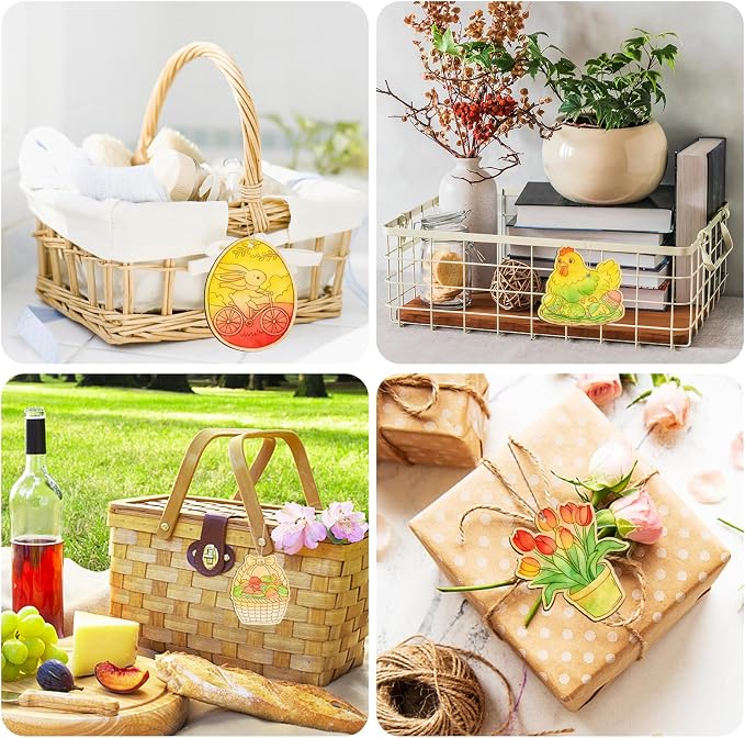 36PCS Wooden Easter Ornaments to Paint, 6 Styles DIY Blank Unfinished Wood Egg - Image 6