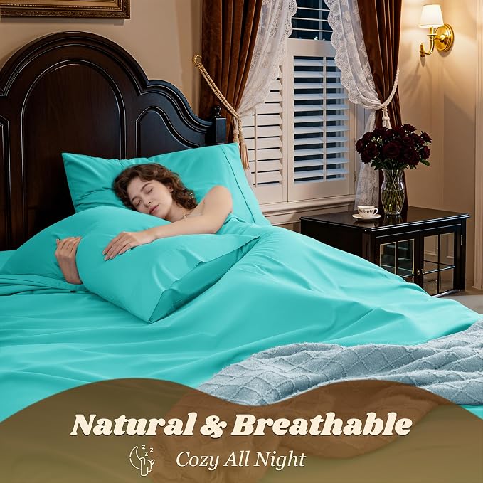 LBRO2M 1000 Thread Count 100% Cotton Sheets Set, Queen Size Bed Sheet 4 Piece - Image 5