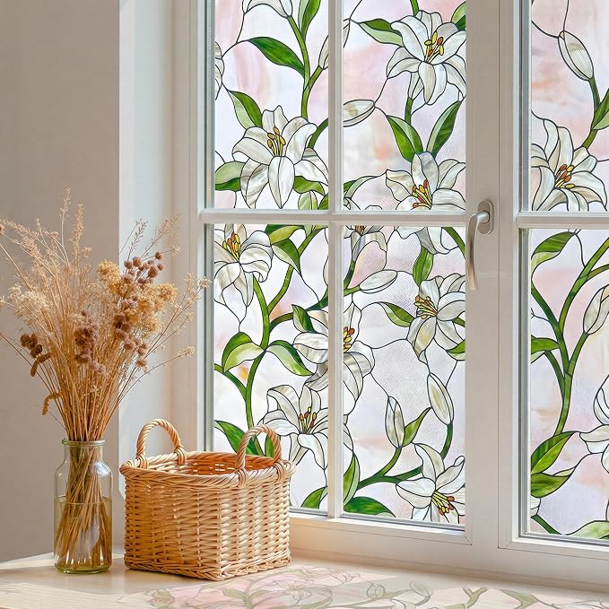 Oxdigi 3D Stained Glass Window Film Decorative, Static Cling Privacy Protection by Oxdigi