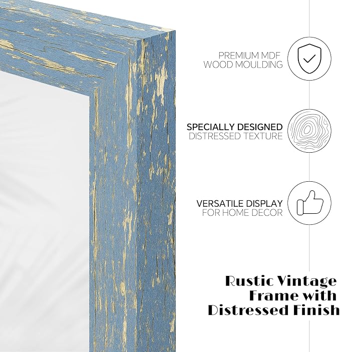 puthiac 11x14 Rustic Farmhouse Picture Frame, Denim Blue, 1 Pack | Distressed - Image 2