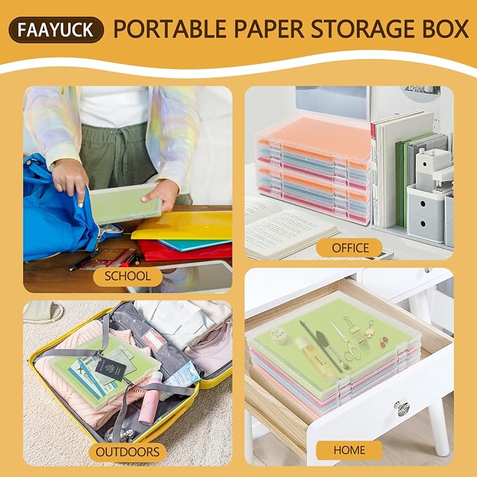 12x12 Inch Scrapbook Paper Storage, 4 Pack Plastic Paper Storage Box - Image 7