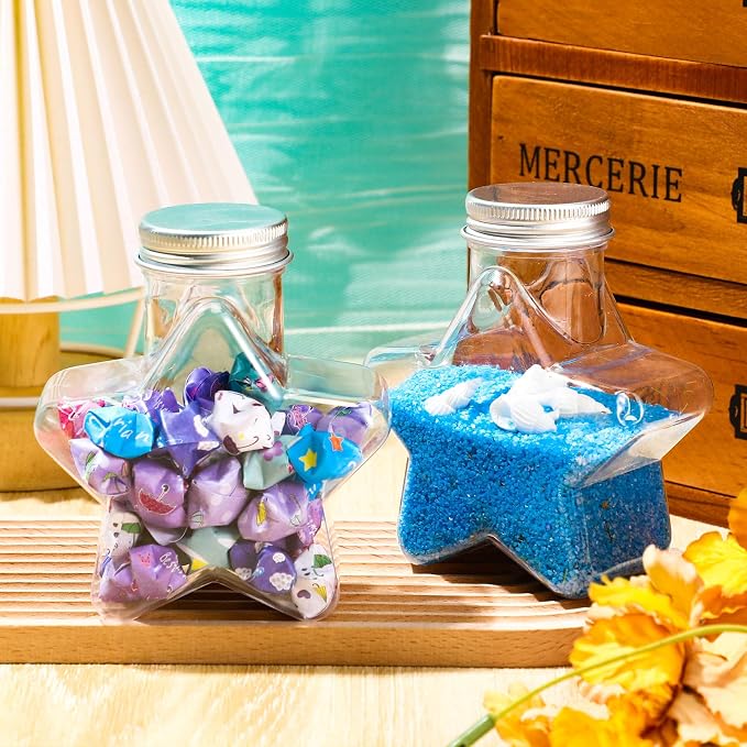 Yinkin 30 Pcs 5.5 oz Star Sand Art Bottles Plastic Clear Sand Bottles - Image 3