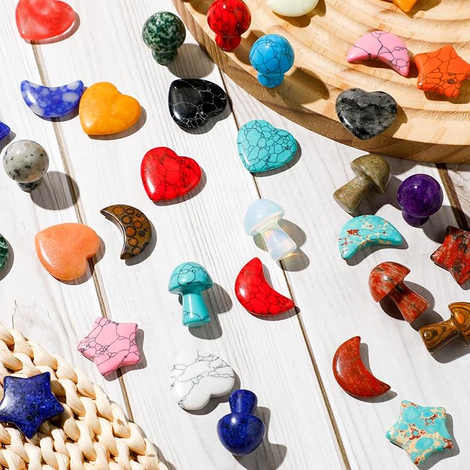Nuenen 60 Pieces 25 * 25 * 6 mm Crystal Mushroom Sculpture Heart Shaped Moon - Image 7