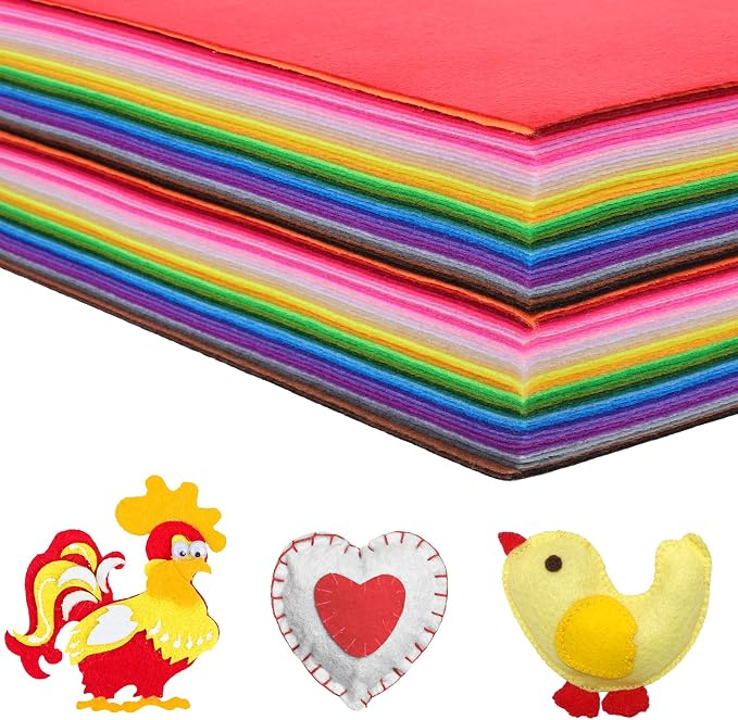 80 PCS Wool Blend Felt Sheets for Crafts 1 mm Thickness, 12 x 12 inches Felt by Unknown
