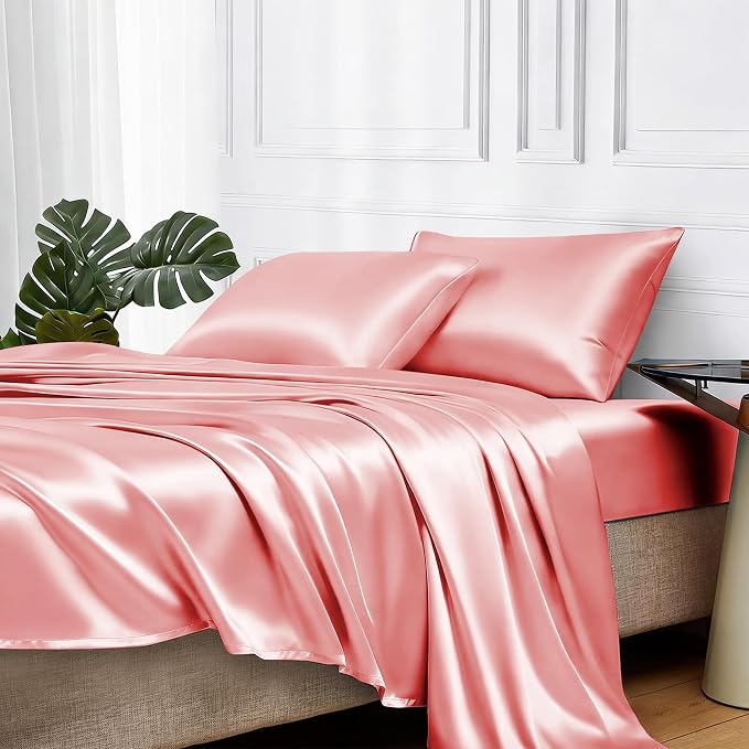 MR&HM Satin Bed Sheets, King Size Sheets Set by MRHM