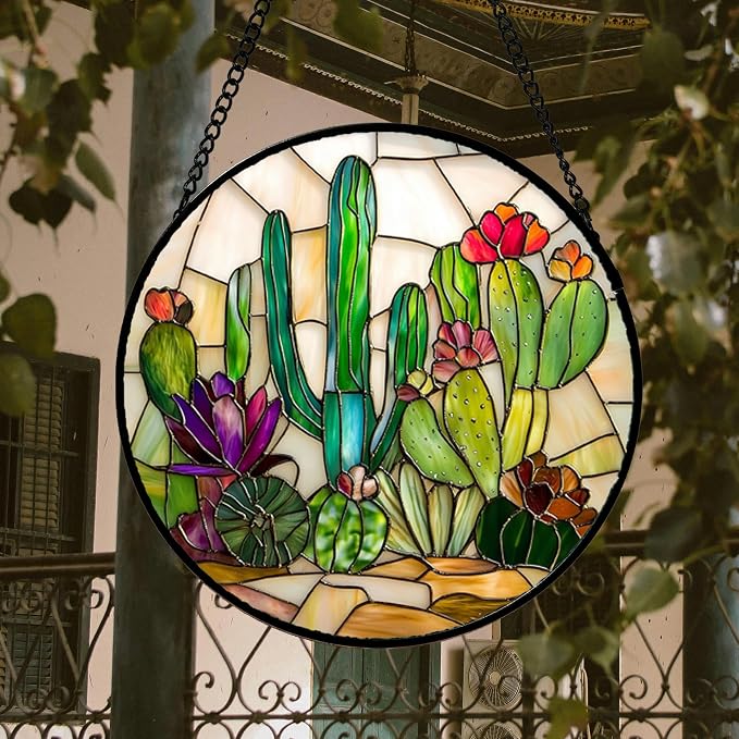 DASTOLL Stained Glass Window Hanging, and Mom 14.9x14.9 in - Image 2