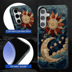 Case for Samsung Galaxy S25 FE, Sun Moon Stars Faux Stained Glass Design Hybrid - Image 2