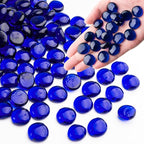 Blue Glass Marbles, 0.97 LB Transparent and Smooth Flat Glass Beads by MESCHETT