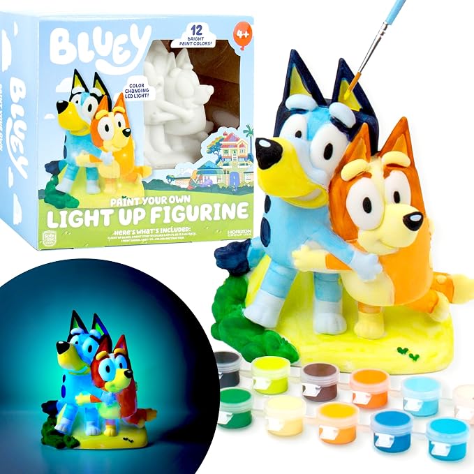 Bluey Paint Your Own Light-Up Figurine, Bingo Night Light, Toys by HorizonGroupUSA