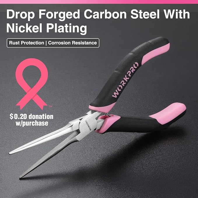 WORKPRO 6-Piece Mini Pliers Set | Needle Nose, Long Nose, Bent Nose, End - Image 3