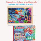 Wooden Puzzles for Kids Ages 4-6, 4 Packs 24 PCs Unicorn Mermaid Princess Fairy - Image 9