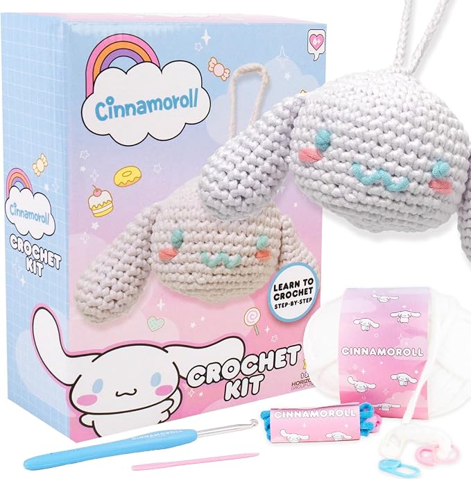 Hello Kitty® and Friends Crochet Kit – Cinnamoroll™ Bag Charm, Sanrio Crochet by HorizonGroupUSA