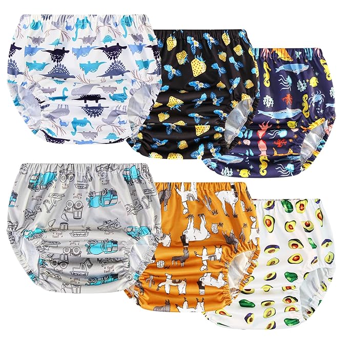 Joyo roy 6Pcs Cloth Diaper Cover Waterproof Plastic Training Pants for Toddlers Reusable Diaper Covers for Boys Leak Proof Rubber Underwear for Potty Training Plastic Underwear for Toddlers 4T