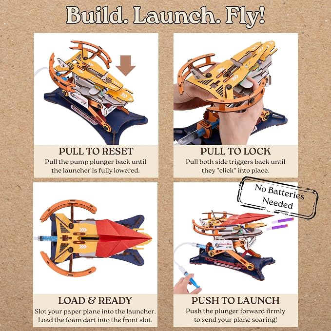 DIY 2in1 Hydraulic Paper Airplanes & Darts Launcher Stem Toys - Image 4