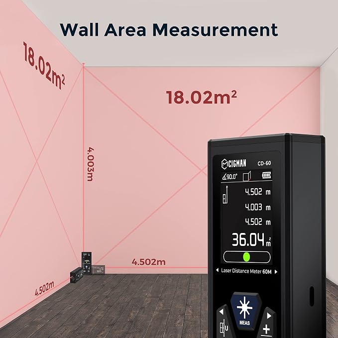 CIGMAN Dual Laser Distance Meter 393ft/120M Bilateral Laser Measurement Tool - Image 8