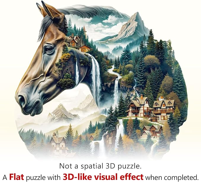 Mountain and River Horse Puzzles Adults Gifts Wooden 190 Pieces 11.4 * 11.1in - Image 9