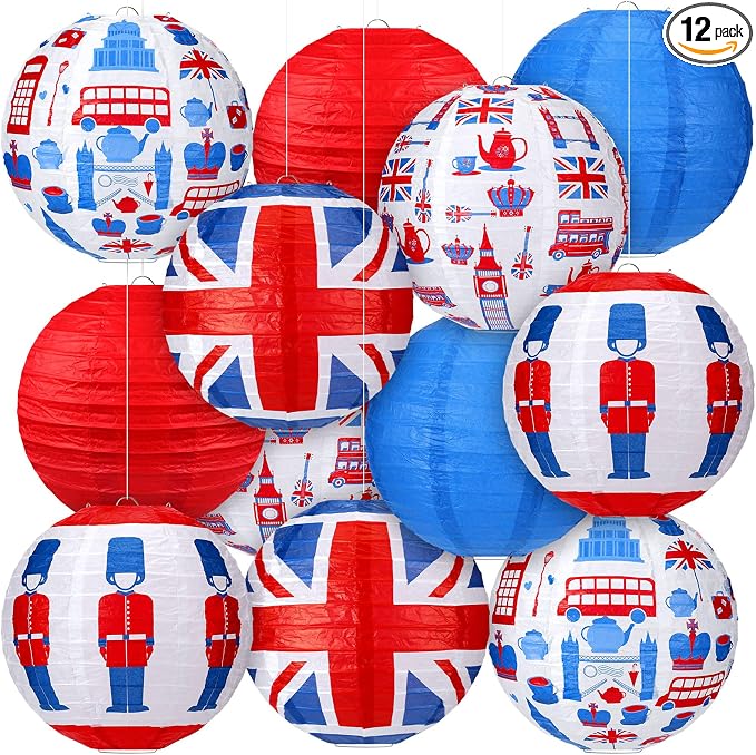 Panelee 12 Pcs British Party Decoration Britain UK England Flag Theme Hanging by Panelee
