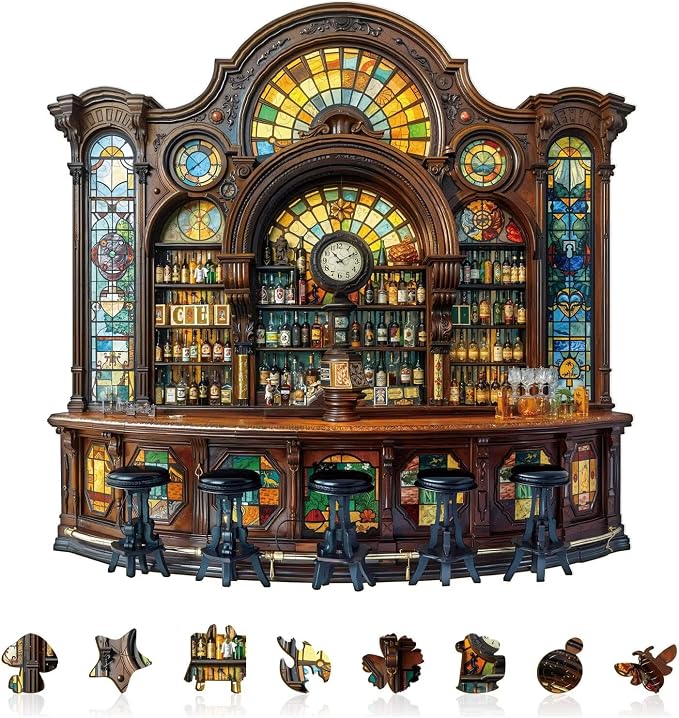 Classic Bar Puzzles Adults Gifts Wooden 200 Pieces 11.4 * 11.4in by Jollitot
