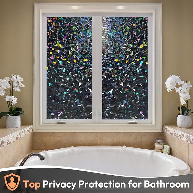 Haton Blackout Window Film, Stained Glass Sun Light Blocking Privacy Tint Shades - Image 3
