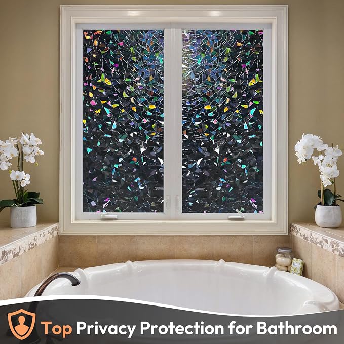 Haton Blackout Window Film, Stained Glass Sun Light Blocking Privacy Tint Shades - Image 3