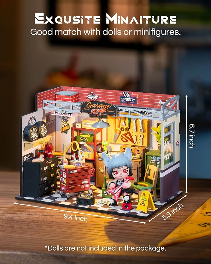 Rolife DIY Miniature House Kit Garage Workshop, Build 1/20 Mini House Building - Image 6