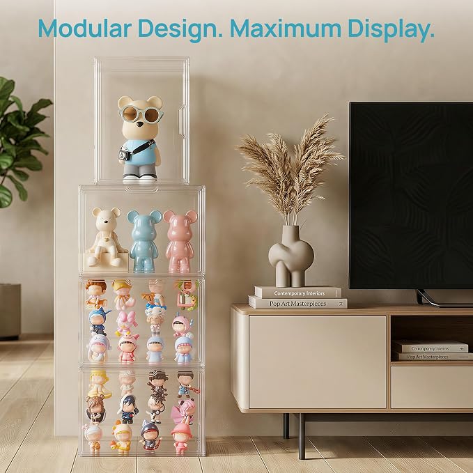 Vtopmart 4 Pack Acrylic Display Case, Stackable Figure Display Case - Image 8