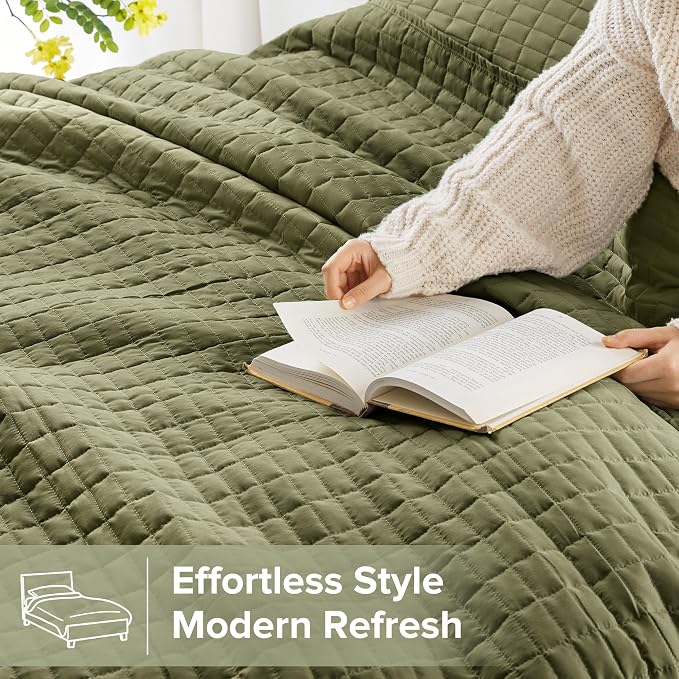 Comfort Spaces Queen Quilt Set Modern Reversible Plaid Coverlet Full Bedding - Image 3