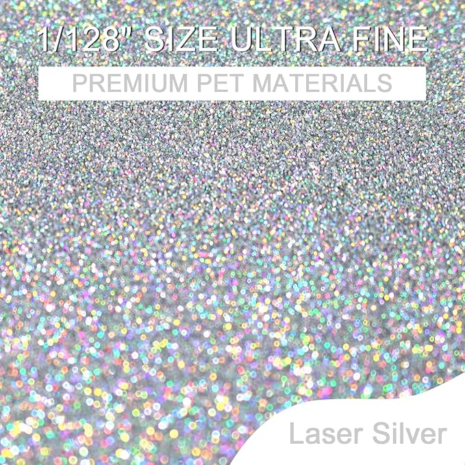 Ceya 3.8oz/ 110g Holographic Ultra Fine Glitter Powder Laser Silver Glitter - Image 2