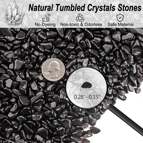 0.88 Lb Black Obsidian Natural Tumbled Healing Crystal Chips Bulk, Aquarium - Image 2