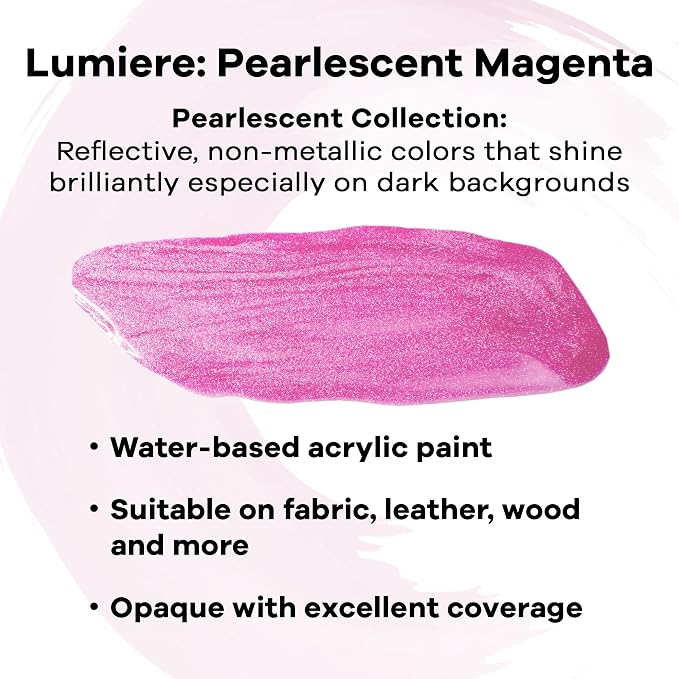 Jacquard Lumiere 8oz Fabric Paint Pearlescent Magenta - Image 2