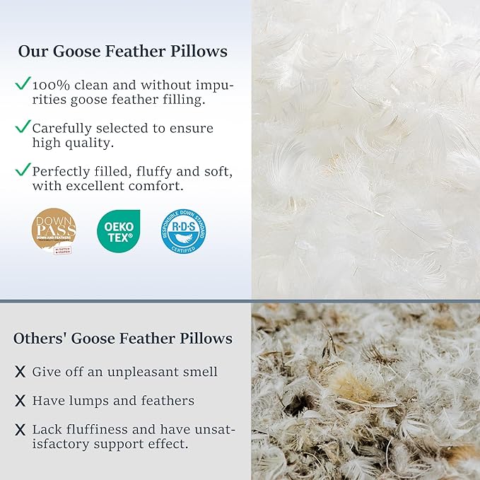 COZSINOOR Goose Feather Pillows Queen Size - Image 7