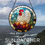 DASTOLL Stained Glass Window Hanging White Chicken Hatching Eggs 7.8" - Image 3
