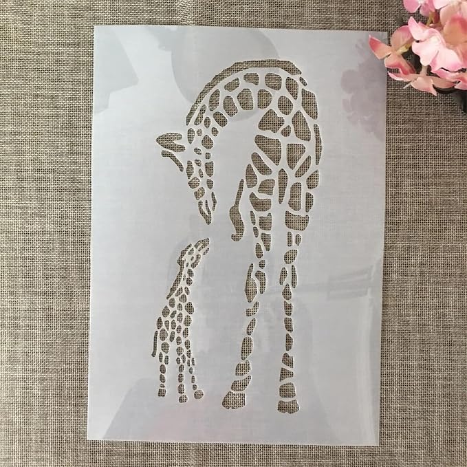 TIAMECH A4 Reusable Mum and Son Giraffe Stencil - Image 3