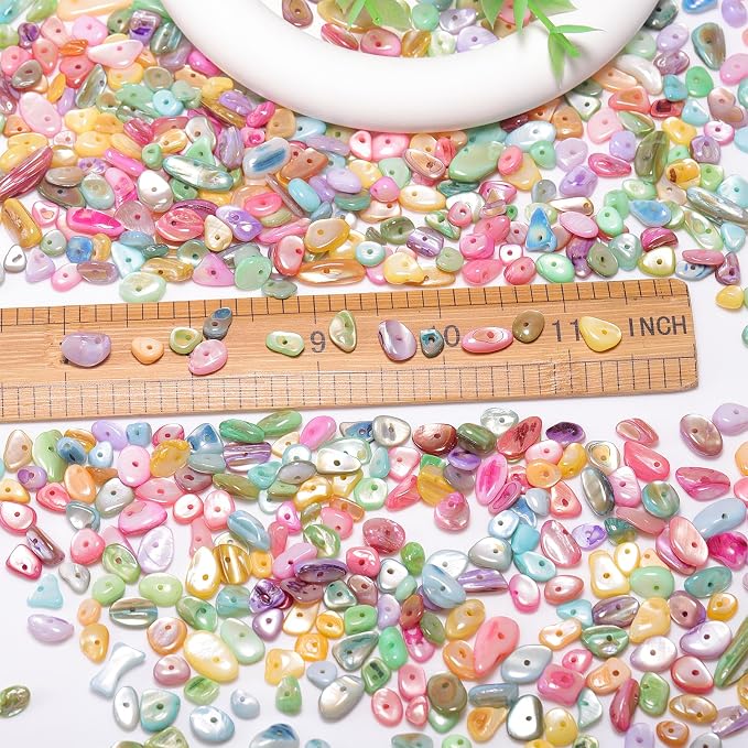 400pcs Pastel Shell Chip Beads 5-8mm Pre-drilled Freeform Loose Gemstone - Image 3