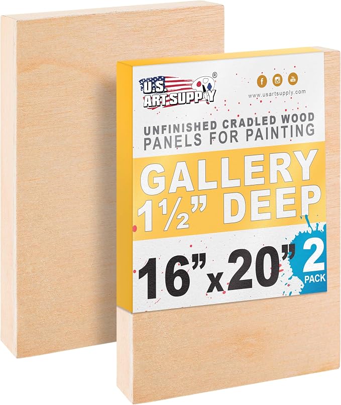 U.S. Art Supply 16" x 20" Unfinished Cradled Wood Panels by USArtSupply