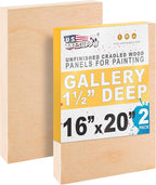 U.S. Art Supply 16" x 20" Unfinished Cradled Wood Panels by USArtSupply