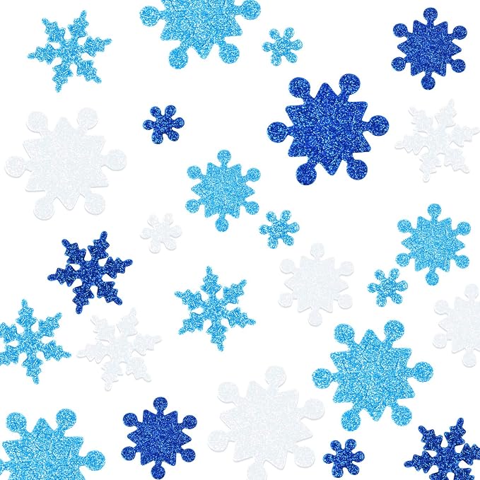 Coopay 600Pcs Glitter Snowflake Foam Stickers Self-Adhesive Snowflake Stickers - Image 4