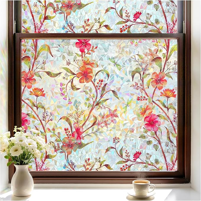 rabbitgoo Window Privacy Film, Stained Glass Window Film Decorative, 3D Rainbow by rabbitgoo
