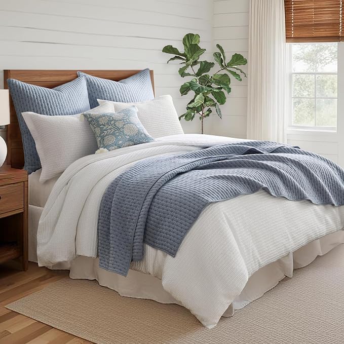 Levtex Home - Cross Stitch Chambray Quilt Set - Full/Queen Quilt + Two Standard - Image 3