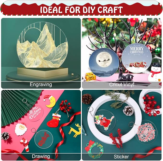 4 Inch Acrylic Ornaments Blanks, Christmas Decor, Keychain Engraving, and DIY - Image 3
