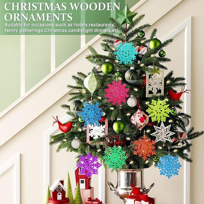 Wooden Christmas Snowflake Ornaments to Paint Christmas Decoration Cutouts - Image 4