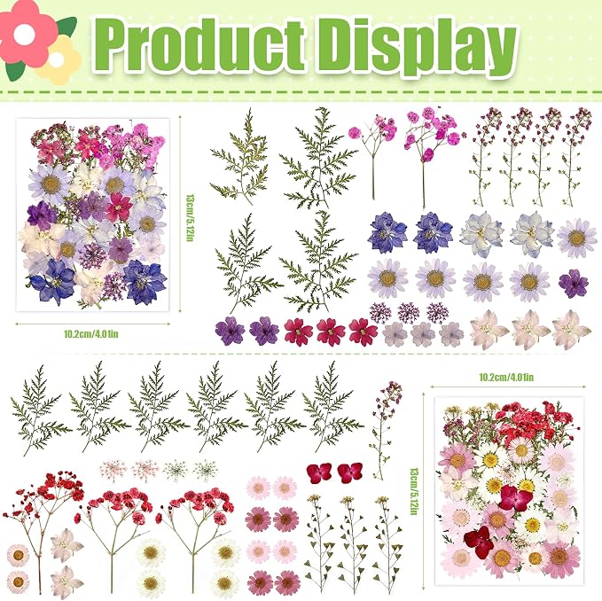 140Pcs Dried Flowers for Crafts, Dried Pressed Flowers for Resin Molds - Image 2
