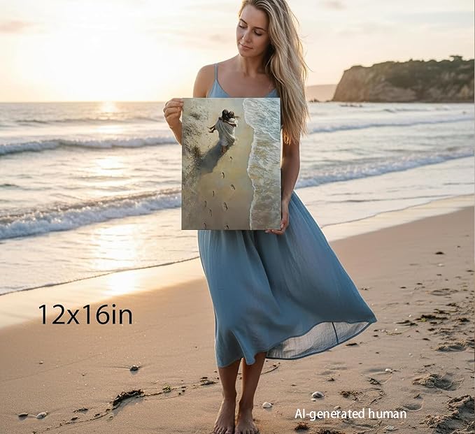 YOXORDQ Jesus Holding Woman Canvas Wall Art Christian Beach Picture Prints - Image 6