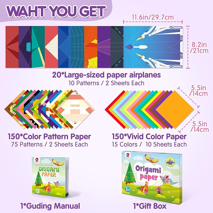 Mocoosy 320 Sheets Origami Kit for Kids Ages 5-8 9-12, Folding Paper Set - Image 2
