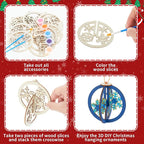 Chunful 72 Pcs DIY Snowflake Wooden Crafts to Paint Winter Snowflake Ornaments - Image 3