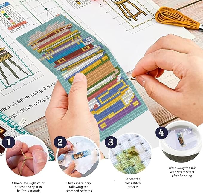 KYOQFVN Bookshelf Cross Stitch Bookmarks - Image 3