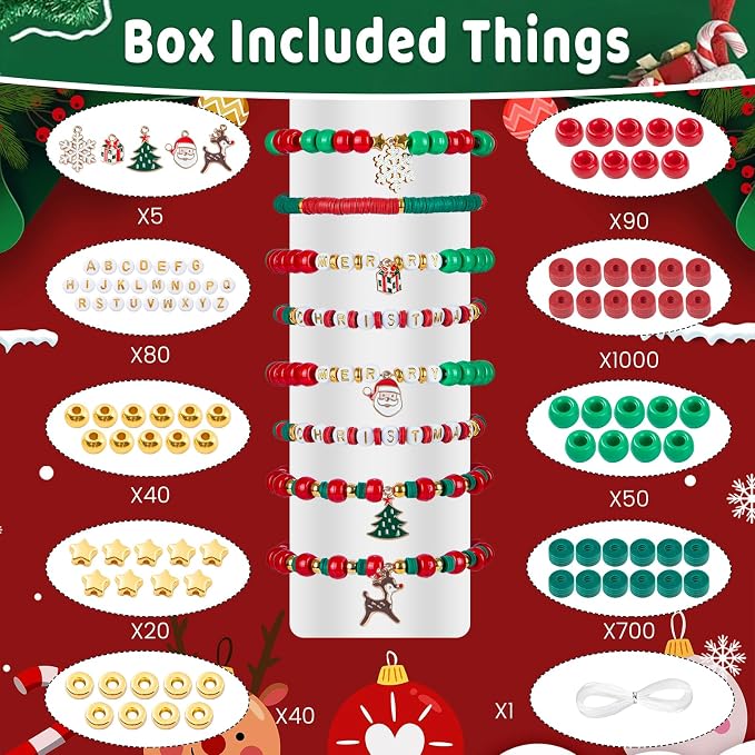 Taybonds Christmas Bracelet Making Kit, Christmas Beads - Image 4