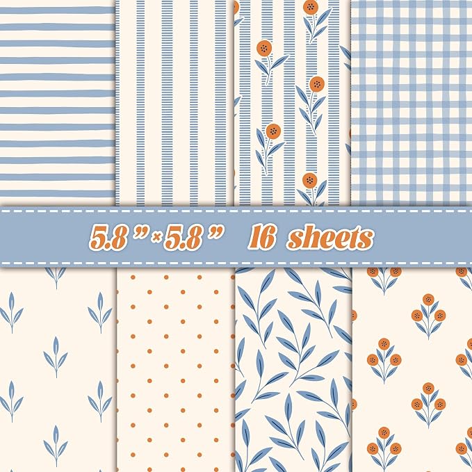 16 Sheets Scrapbook Paper -Vintage Country Floral Patterns | Pastel Pink Plaid by JUNKJWBZ%7CPeelStickInspir